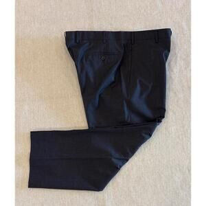 Zanella Platinum Trousers 36 Regular Charcoal Gray Sharkskin Wool Italy